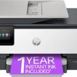 Front view of HP OfficeJet Pro 8139e Wireless All-in-One Inkjet Printer with touchscreen control panel and paper tray