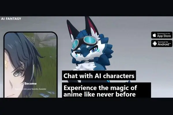 Fantasy AI Review, image of an animated cat with title as chat with ai characters