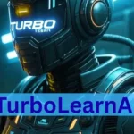turbolearn ai: A futuristic soldier or pilot in a high-tech suit with the text "TurboLearnAI" overlaid.