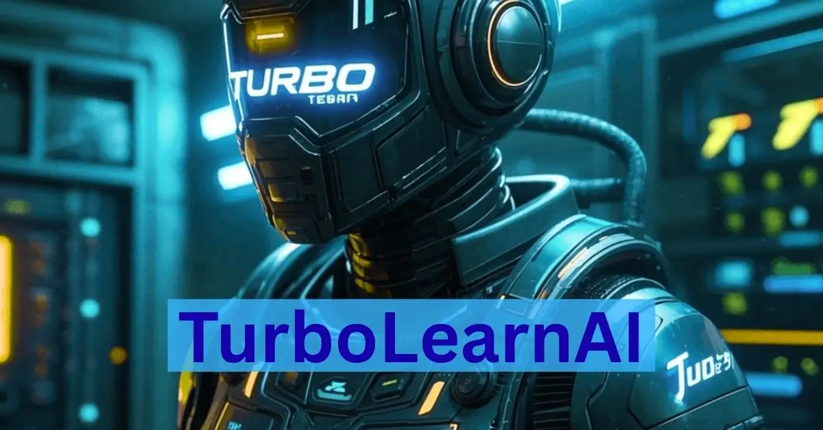 turbolearn ai: A futuristic soldier or pilot in a high-tech suit with the text "TurboLearnAI" overlaid.