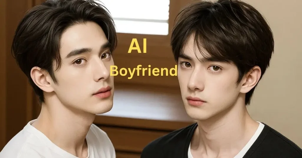 Two virtual male AI boyfriend characters with text "AI Boyfriend