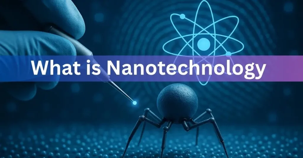 Nanotechnology Applications: A close-up illustration of a nano-sensor patch on skin, glowing with data readouts under midday sunlight.