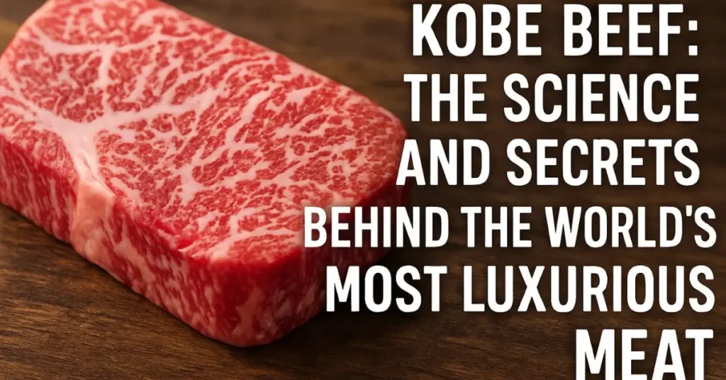 Close-up view of premium Kobe beef marbling showcasing rich intramuscular fat and texture