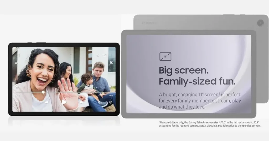 Samsung Galaxy Tab A9 hase a big large screen for more clear and accurate view