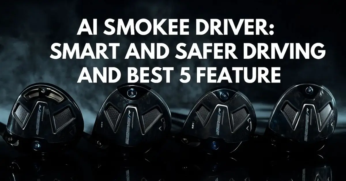 Four Callaway Ai Smoke drivers are lined up in a row, showcasing their black and blue club heads on a dark, reflective surface.